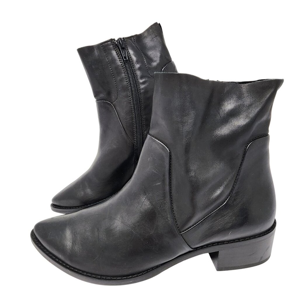 Paul Green Black Leather Ankle Boots With Side Zipper Closure Us 8
